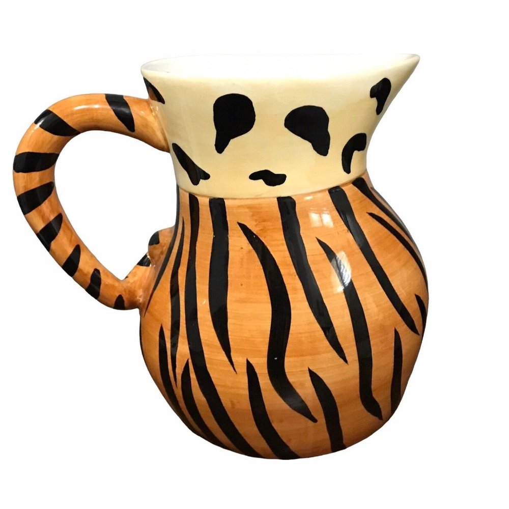 Seymour Mann Ceramic Safari Pitcher, Tiger Design signed